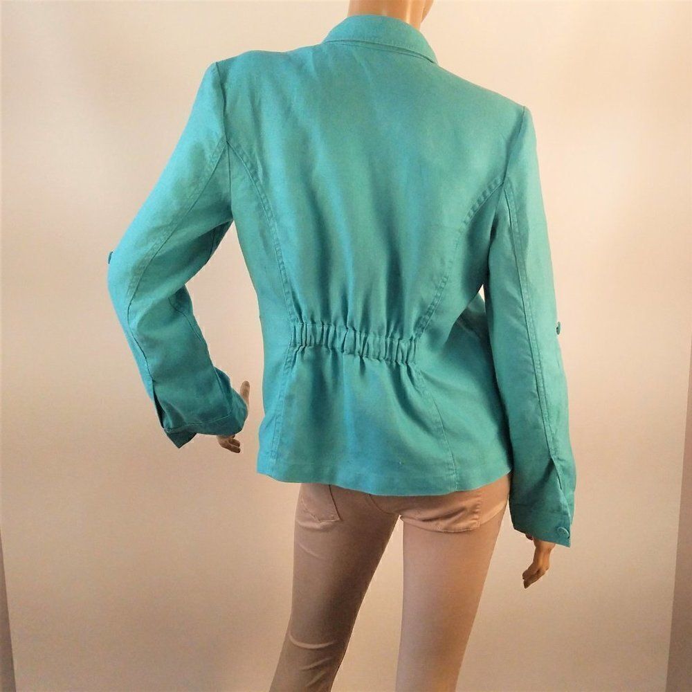 Turquoise Blue Linen Jacket Charter Club - Picture 7 of 10